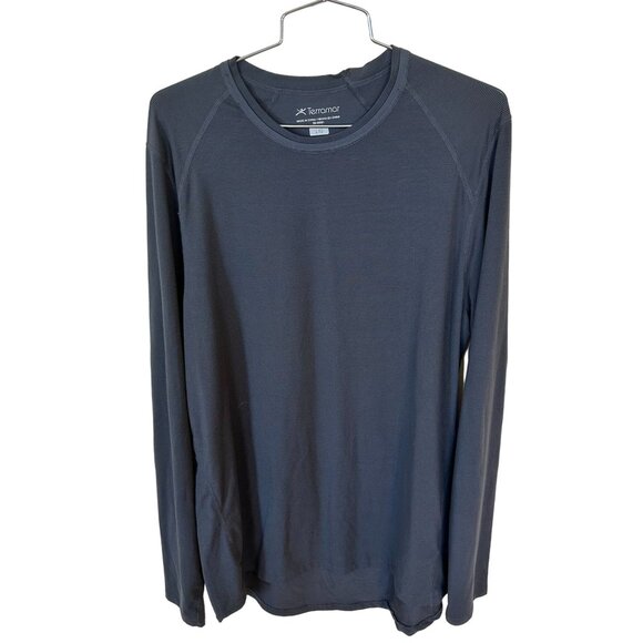 Terramar Long Sleeve Performance Shirt Large Gray Polyester Spandex - Picture 1 of 5